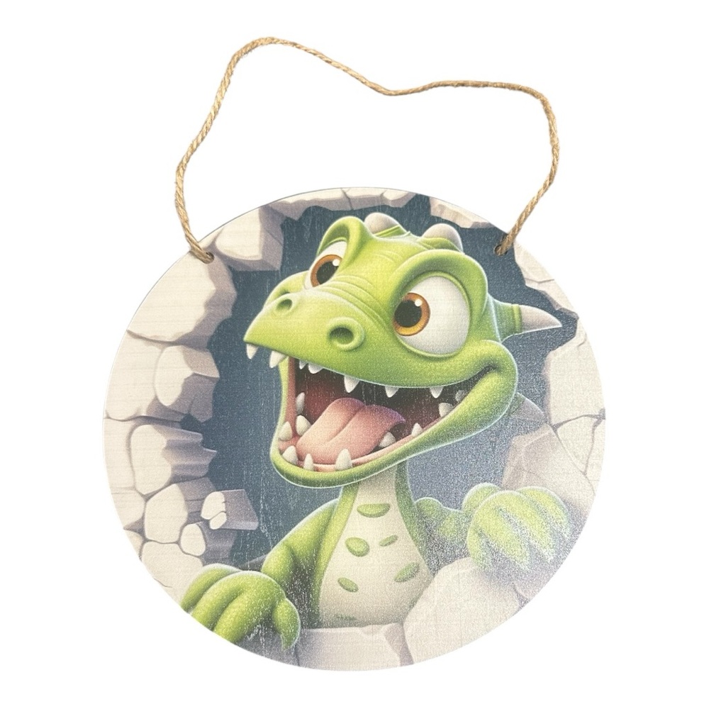 Reptile-Themed Hanging Decor with Green Dinosaur
